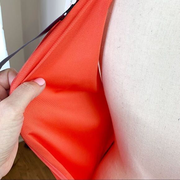 NWT Eclair‎ Orange Chiffon Halter-style Sleeveless Waterfall Cocktail Dress Sz M - Picture 11 of 13